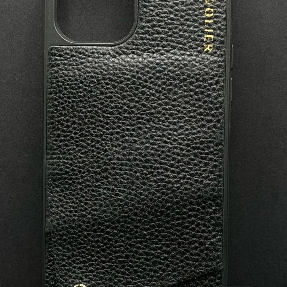 Bandolier Stylish Black Leather iPhone 12 Pro Max Case with Strap - Picture 2 of 5